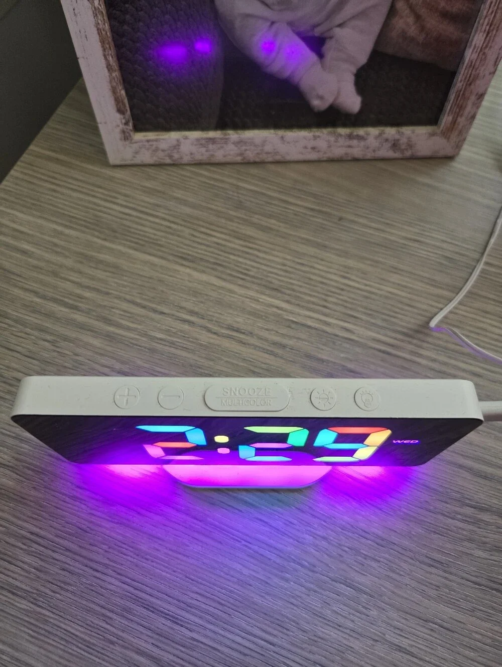 Rainbow RGB Digital Alarm Clock, EUC